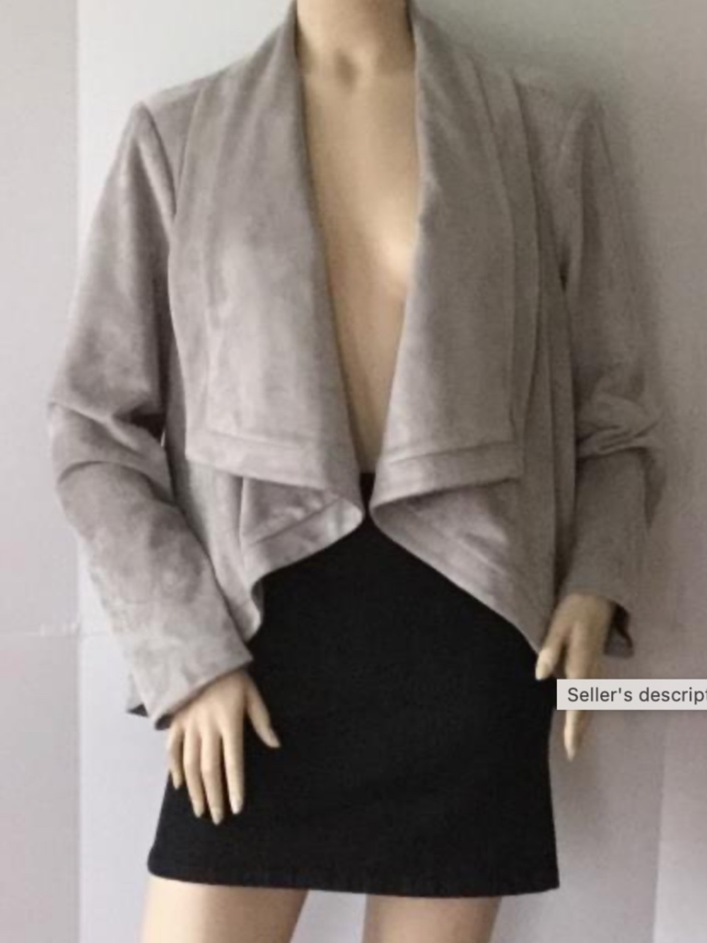 H by Halston Light Blue Open Front Ultra Suede Lined Luxury Jacket Womens Sz 10